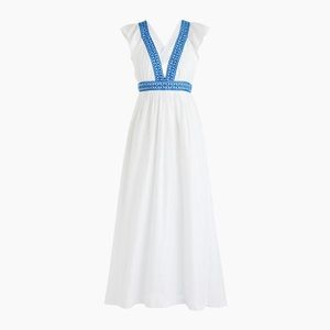 J Crew Ruffle Deep V-Neck Beach Dress White Size S